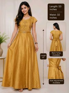 Elegant Mustard Yellow Ethnic Gown