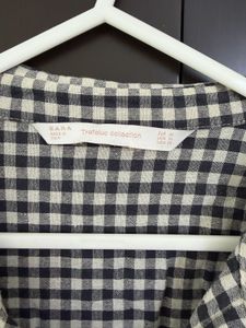 Zara B&amp;W Gingham Embroidered Tunic