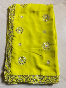 Stunning Embellished Lime Green Saree