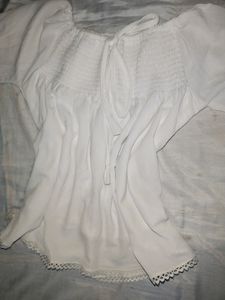Boho White Smocked Off-Shoulder Blouse