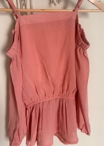 Sparkly Peach Peplum Top