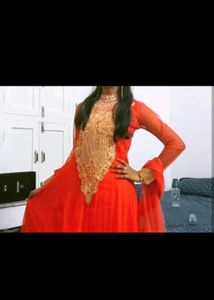 Heavy Beautiful red Anarkali Kurta Set