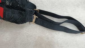 Black Floral Print Lace Trim Bra