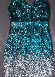 Sparkling Teal Ombre Sequin Dress
