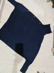 Navy Blue Button Detail Sweater