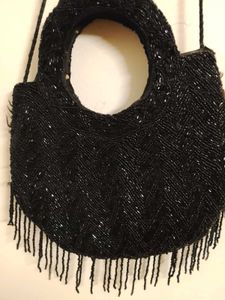 Black Beaded Fringe Bag