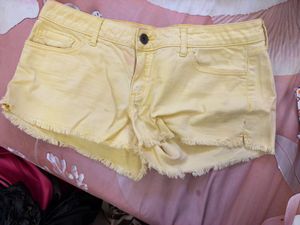 Women's Yellow Denim Shorts