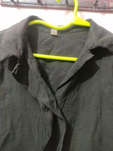 Black Korean Shirt Dress
