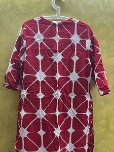 Red &amp; White Printed Kurta