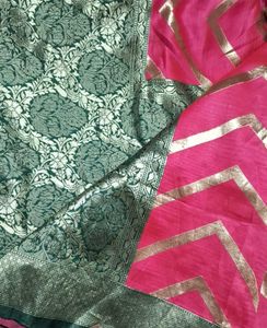 Vibrant Silk Saree with Gold Border