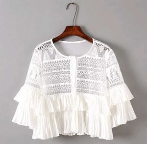 White Lace Ruffle Top