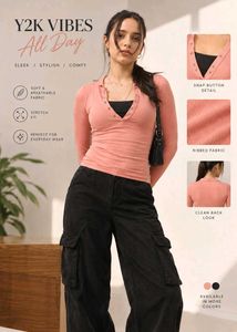 henley long sleeves Y2K top extra small to