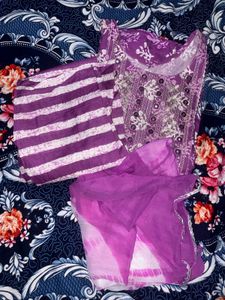 Stylish Purple Floral Anarkali Kurta Set With Pant