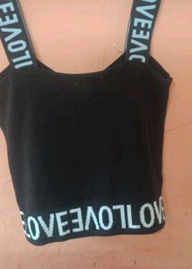 Stylish Zipper Crop Top with Logo Straps