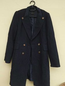 Classic Navy Double-Breasted Wool Coat
