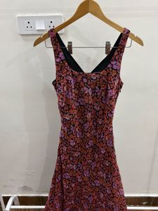 Ditsy Floral Chiffon Scoop Neck Midi Dress