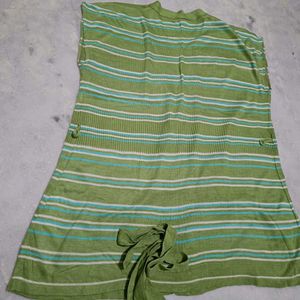 Striped Sleeveless Cardigan
