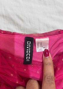 Hot Pink Ruched Sheer Dot Mini Dress