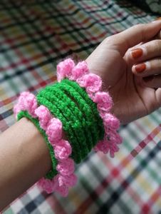 Handmade Crochet Flower Bangles