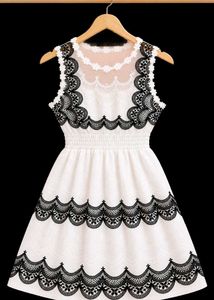 Elegant White &amp; Black Lace Dress
