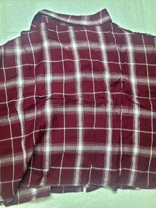 Maroon Plaid Button-Up Shirt
