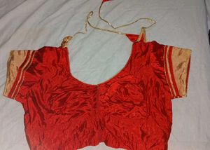 Red &amp; Gold Readymade Saree Blouse