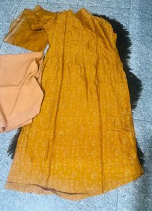 Yellow Printed Kurta Set with Dupatta