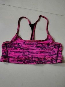 Pink Patterned Sports Bra