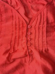 Red Sleeveless Blouse with Ruffle Sleeves