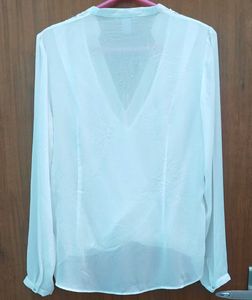 H&amp;M Sheer V-Neck Blouse