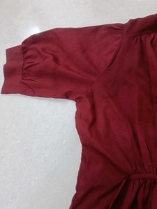 Maroon Top with Tie Details