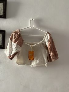 Chic Smocked Crop Top with Puff Sleeves
