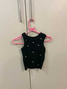 Black Tank Top with Pink Bows
