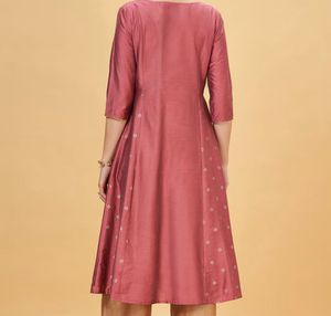 Pink Embroidered Festive Women Regular kurta