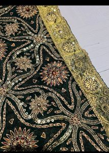 Stunning Emerald Green Embroidered Saree