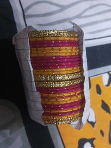 Pink &amp; Yellow Bangle Set