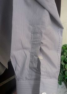 White Vertical Striped Shirt Casual + Formal