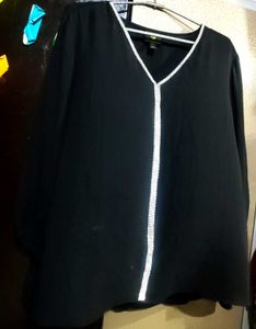 Elegant Black Embellished V-Neck Top