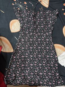 Floral Print Lace-Up Mini Dress