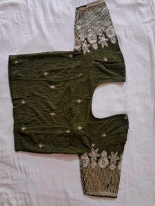 Designer Olive Green Saree
