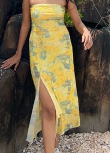 Newme Floral Print Strapless Mini Dress