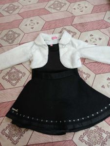 Girls' Black Dress with White Shrug
