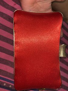 Elegant Red Satin Clutch Bag