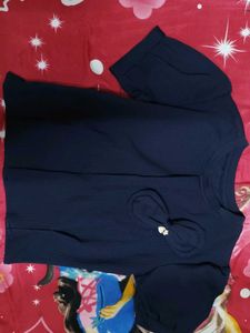 Navy Blue Top with Bow Accent