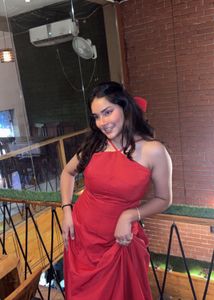 Elegant Red Halter Neck Maxi Dresswith corset back