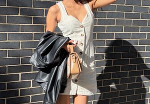 Cream Button-Up Mini Dress