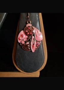 Vintage enemelled Pendant Necklace &amp; Earrings Set