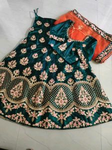 Embroidered Velvet Lehenga Choli Set