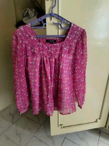 Chic Pink Floral Sheer Tunic