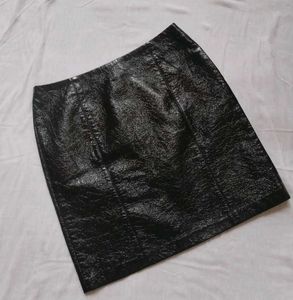 Black Faux Leather Mini Skirt
